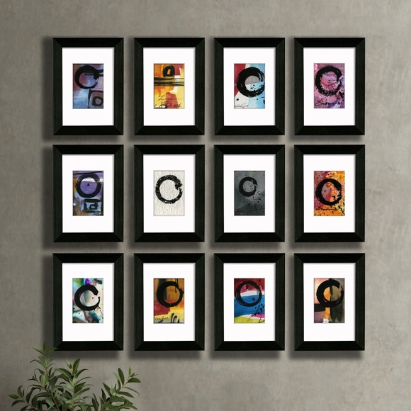 12 Enso paintings, Zen Circle abstract Original  - Enso Collection 14 - Picture 2 of 16